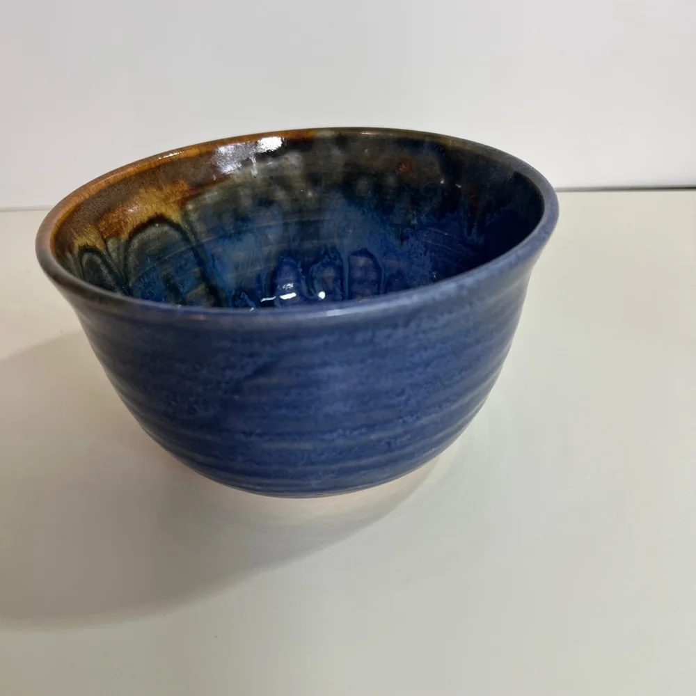 Vintage studio Handcrafted Blue and Brown Ceramic‎ Bowl